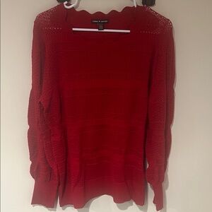 Cable & Gauge Red Knit Top